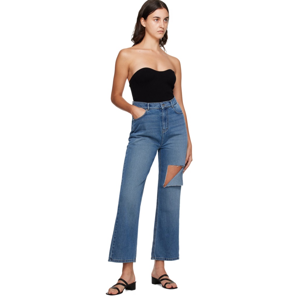 Rokh Blue Distressed Jeans Women’s Size 40 Us 8 Regular